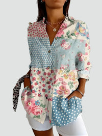 Mosaic Garden | Floral Patchwork Print Tunic Blouse