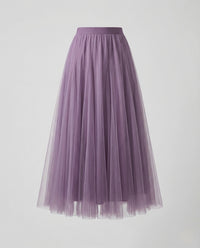 Aurora | Women's Maxi Skirt – Pleated Tulle A-Line Elastic Waist Design
