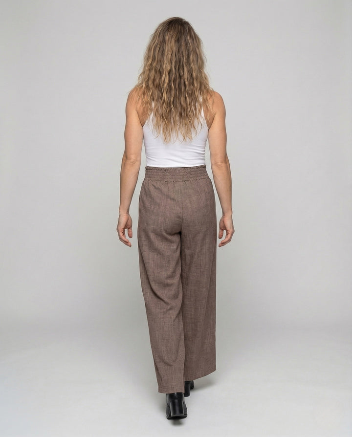 Rosalind | Women's Linen Pants with Smocked High-Waist Wide-Leg Design