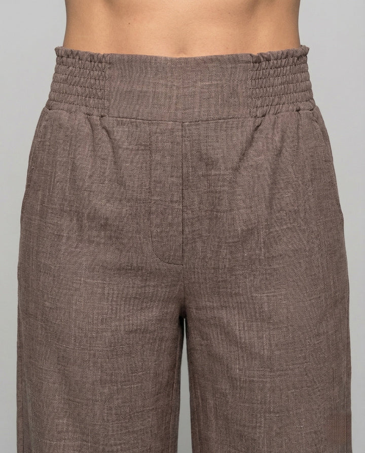 Rosalind | Women's Linen Pants with Smocked High-Waist Wide-Leg Design