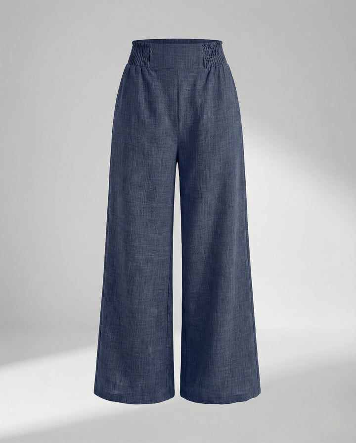 Rosalind | Women's Linen Pants with Smocked High-Waist Wide-Leg Design