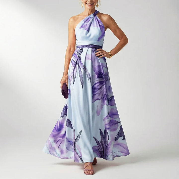 Bellamy | Tropical Floral Crossover Halter Neck Dress