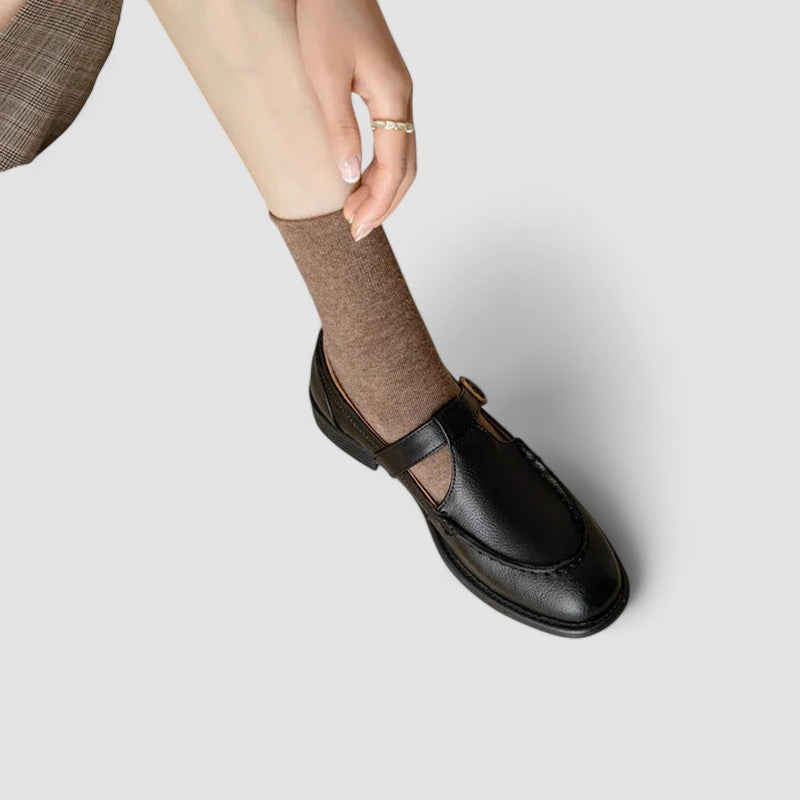 Clover | T-Bar Buckle Leather Mary Jane Flats