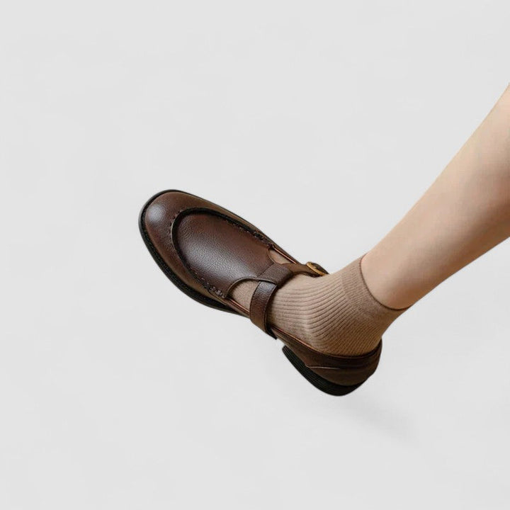Clover | T-Bar Buckle Leather Mary Jane Flats