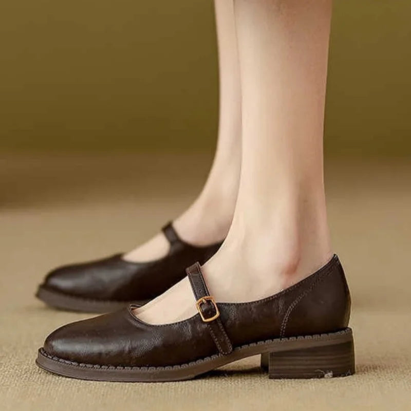 Wren | Soft Leather Ankle Strap Mary Jane Flats