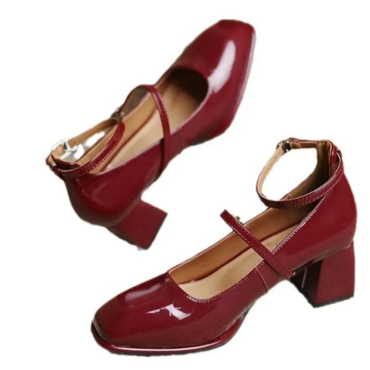 Celina | Patent Square Toe Block Heel Mary Jane Heels