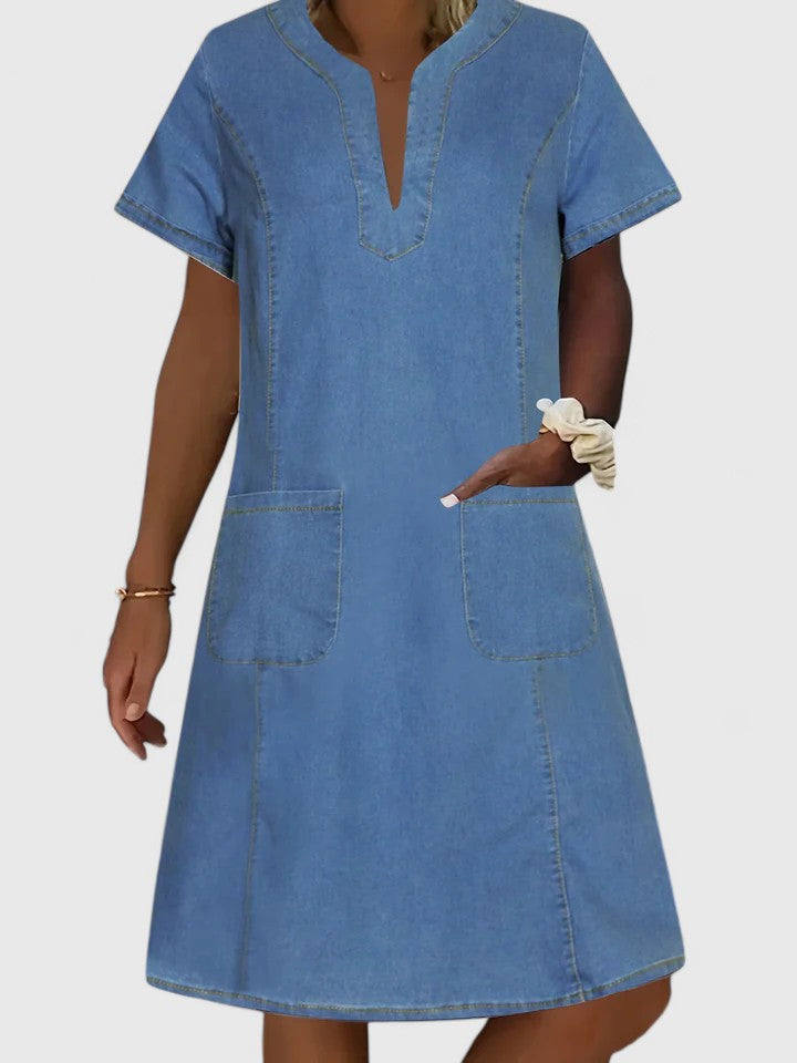 Callista | V-Neck Denim Summer Dress