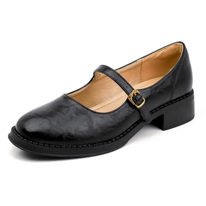 Wren | Soft Leather Ankle Strap Mary Jane Flats