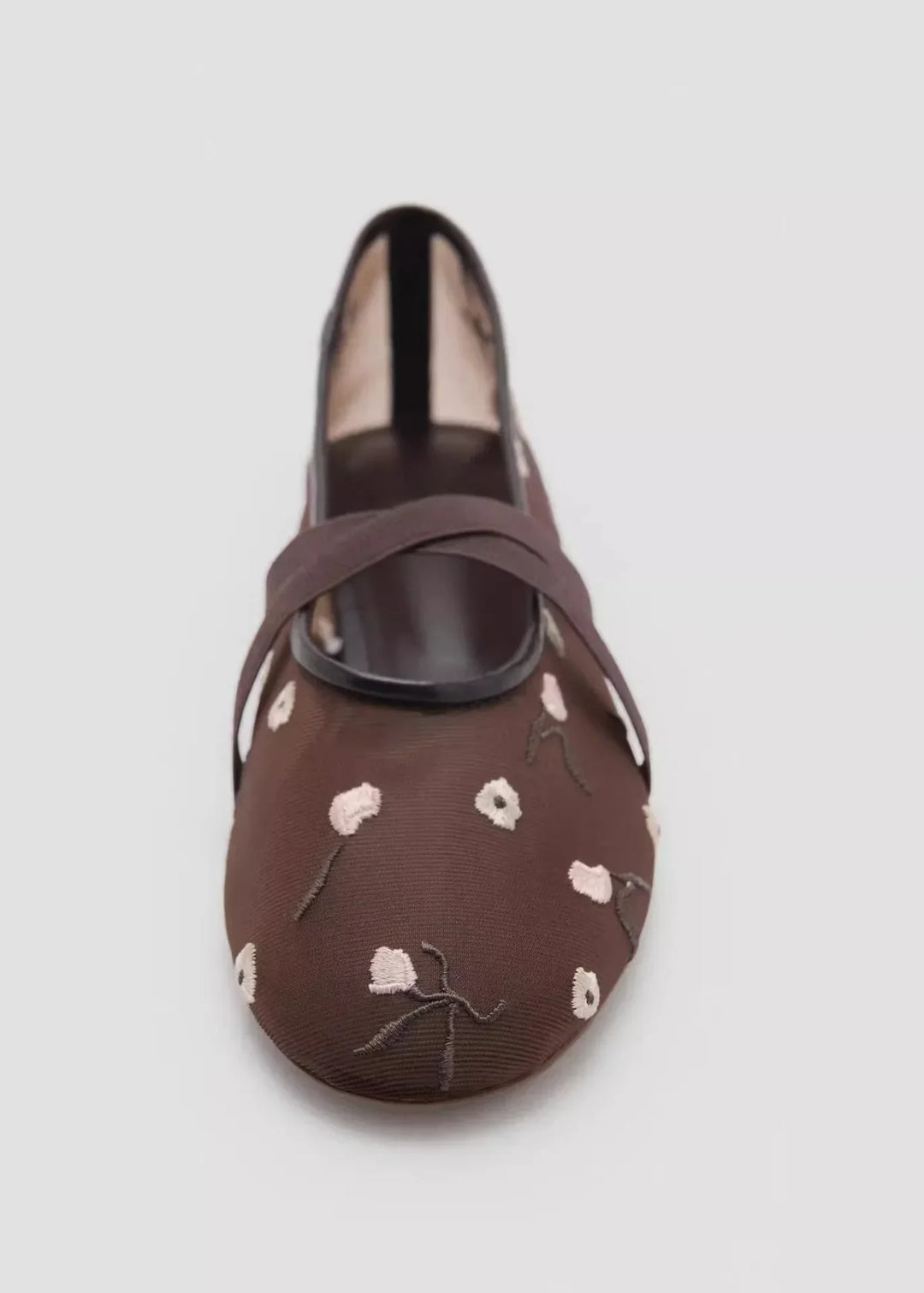 Rosette | Embroidered Rose Mesh Mary Jane Orthopedic Flats
