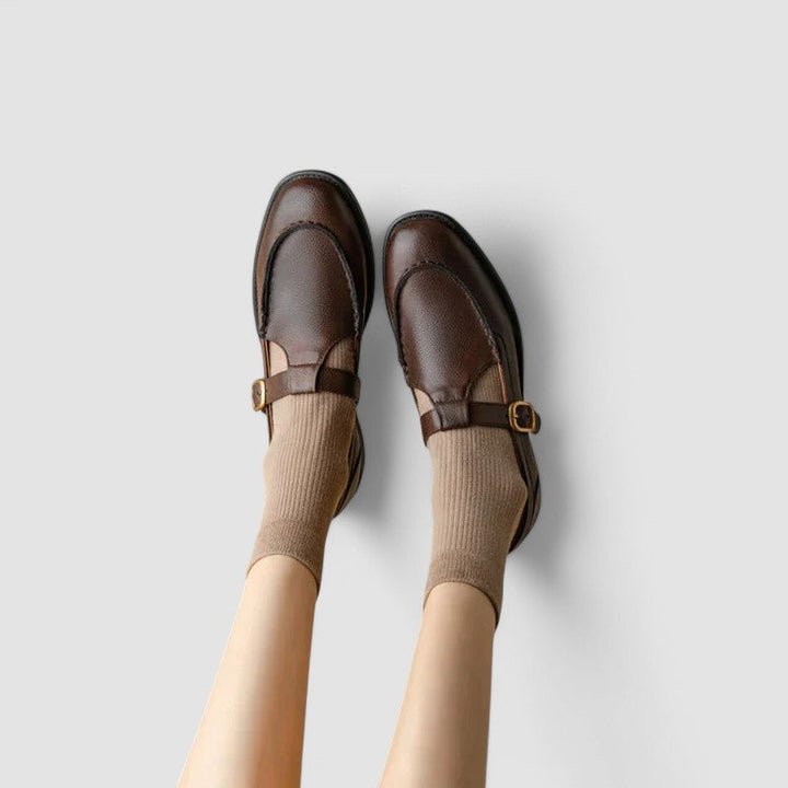 Clover | T-Bar Buckle Leather Mary Jane Flats