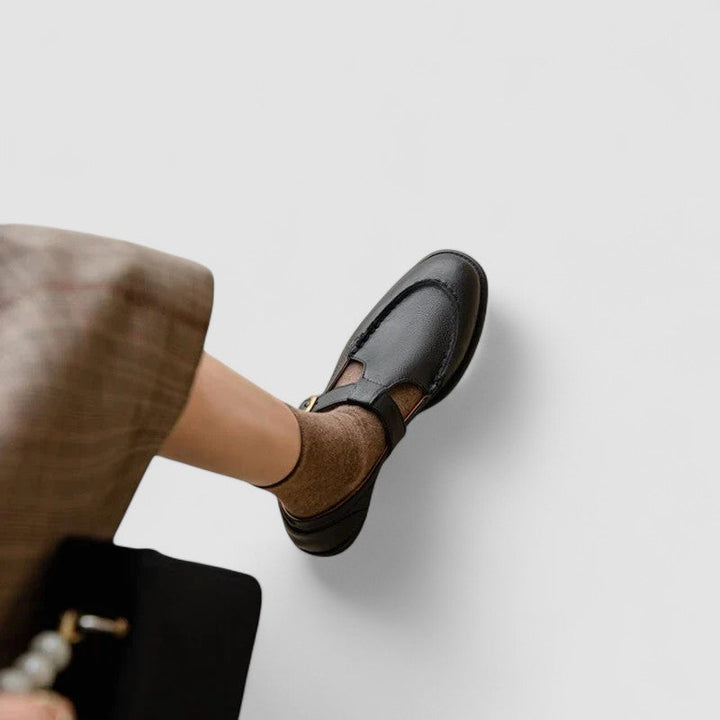 Clover | T-Bar Buckle Leather Mary Jane Flats
