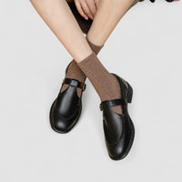 Clover | T-Bar Buckle Leather Mary Jane Flats