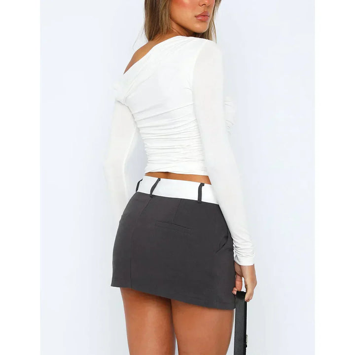 Marisol | Women's Long Sleeve Off Shoulder Ruched Top Cropped Fit