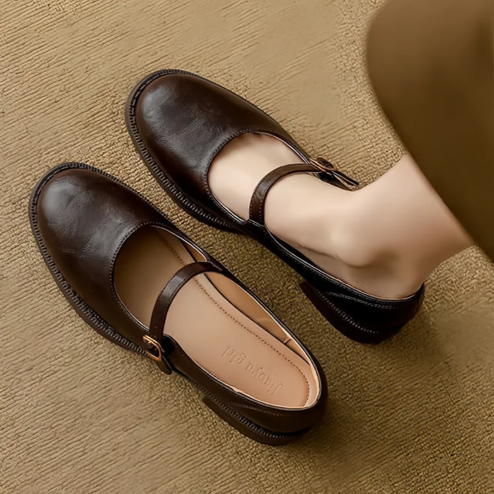Wren | Soft Leather Ankle Strap Mary Jane Flats
