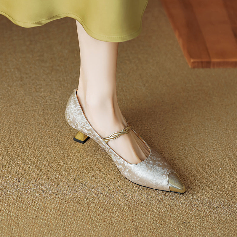 Solene Pearl-Accent Kitten Heels – Women's Pointed Toe Slingback Shoes