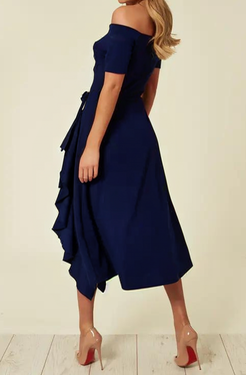Genevieve | Ruffle Hem Bardot Off Shoulder Dress