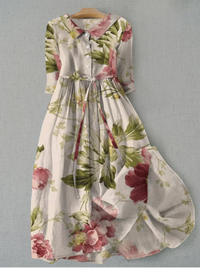 Jardin | Floral Print Belted Summer Dress with Collar