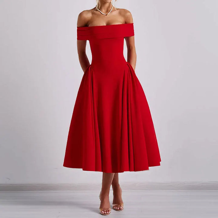 Scarlett | Structured Bardot A-Line Off Shoulder Dress