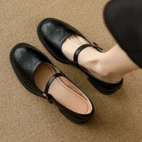 Wren | Soft Leather Ankle Strap Mary Jane Flats