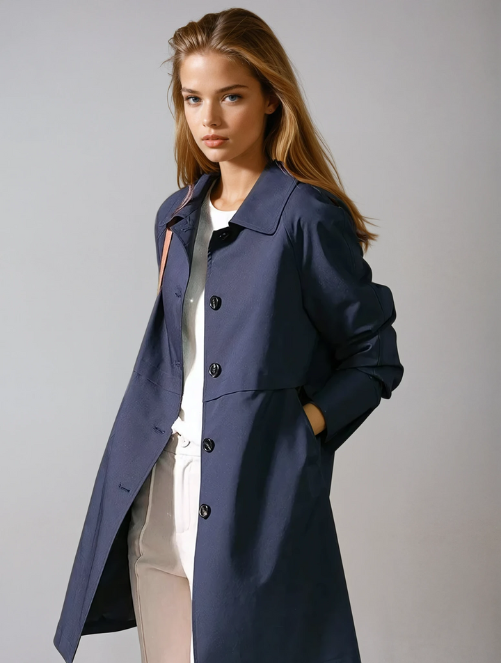 Florentyna | Women's Structured Short Waterproof Coat – Button-Up Trench Style