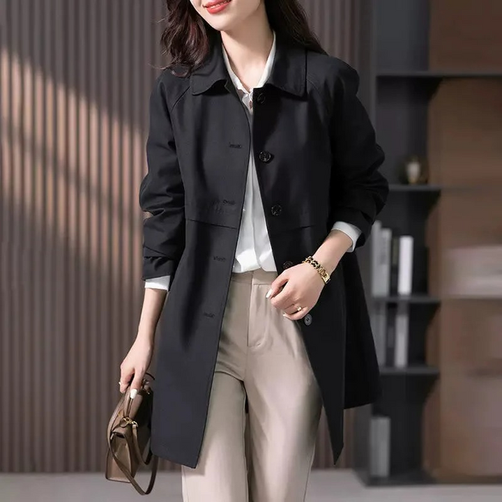 Florentyna | Women's Structured Short Waterproof Coat – Button-Up Trench Style