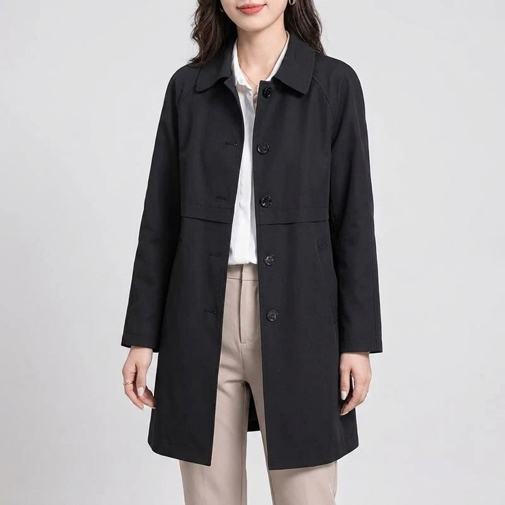 Florentyna | Women's Structured Short Waterproof Coat – Button-Up Trench Style