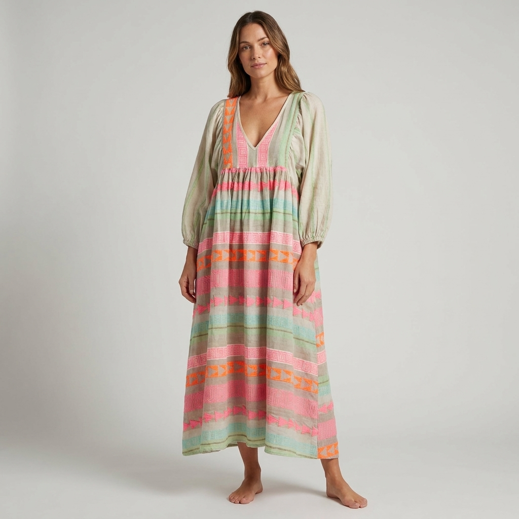 Tribal Print Summer Smock Dress 0