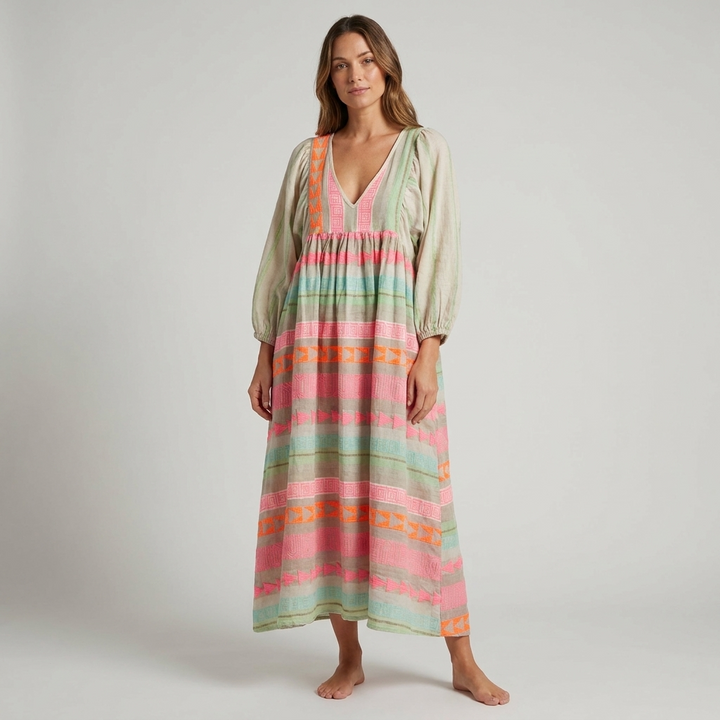 Tribal Print Summer Smock Dress 0