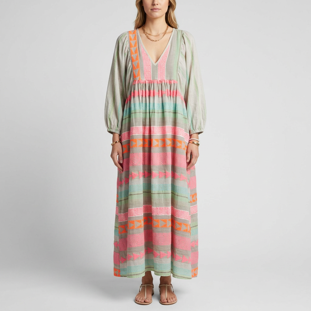 Tribal Print Summer Smock Dress 1