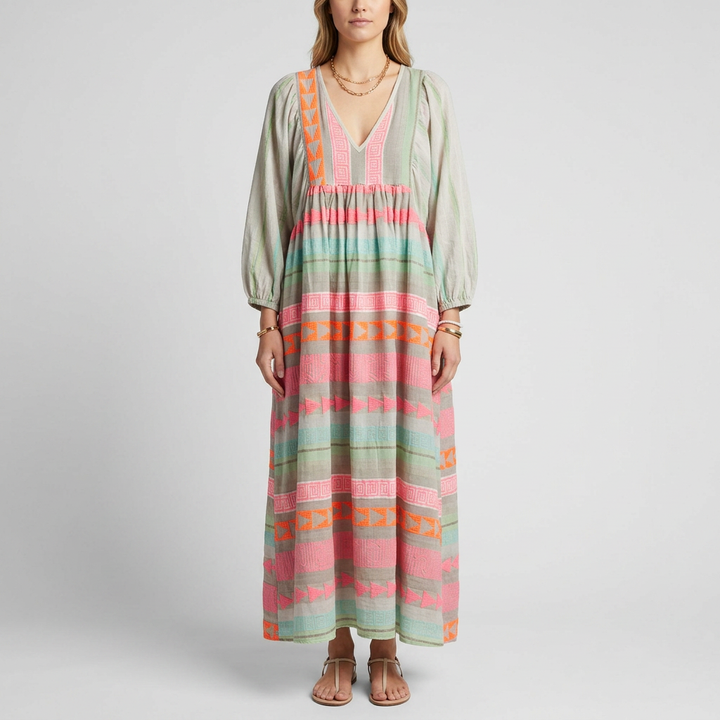 Tribal Print Summer Smock Dress 1