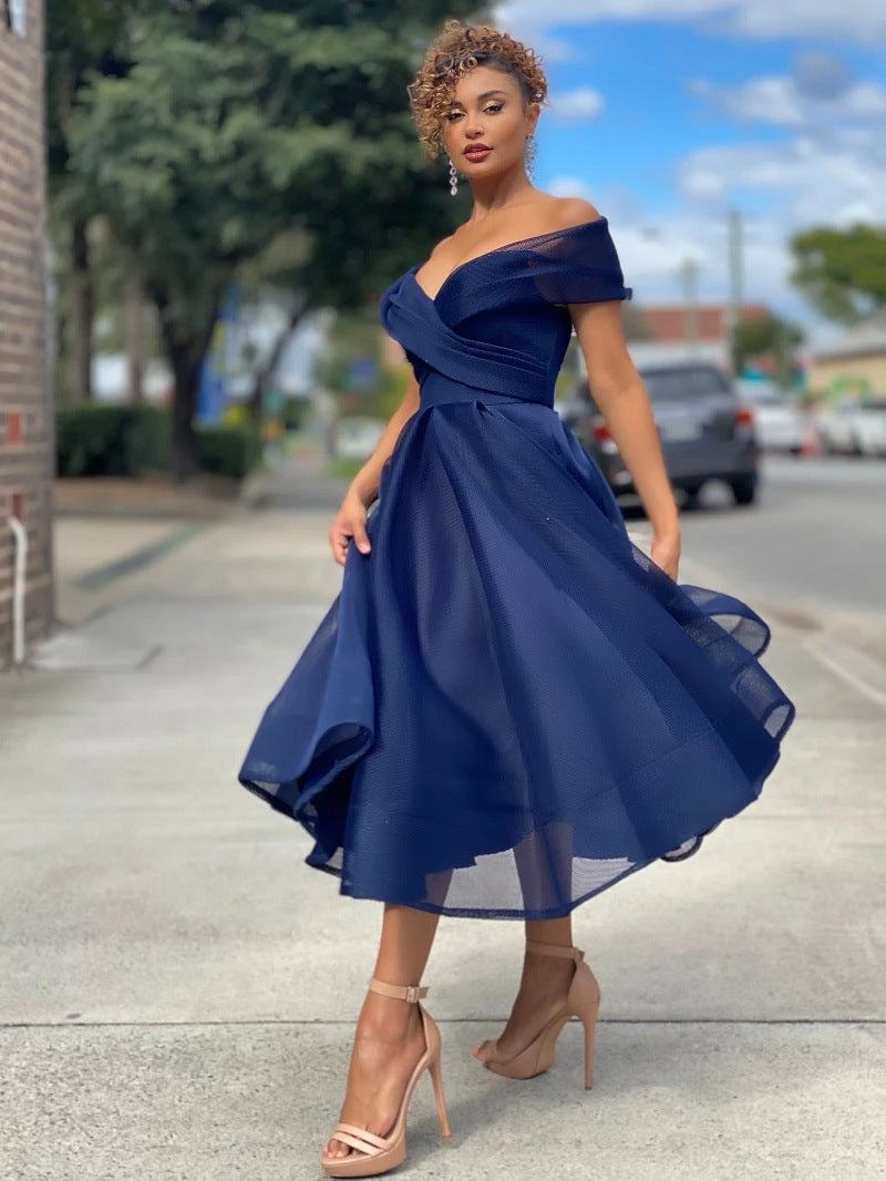 Tulle Cross Bodice Off Shoulder Dress 2