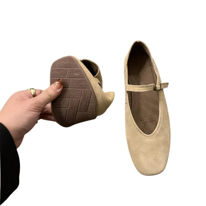 Noelle | Square Toe Suede Mary Jane Orthopedic Flats with Buckle