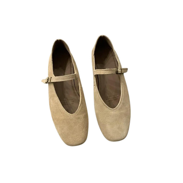 Noelle | Square Toe Suede Mary Jane Orthopedic Flats with Buckle