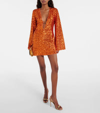 Soleil | Sequin Deep V-Neck Cape Sleeve Mini Dress