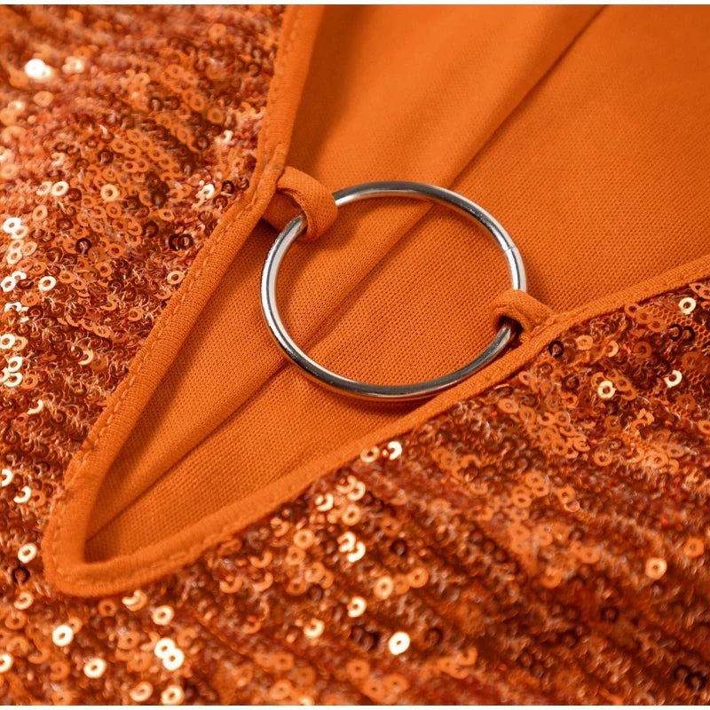 Roxanne | Sequin Plunge Cape Sleeve Mini Dress