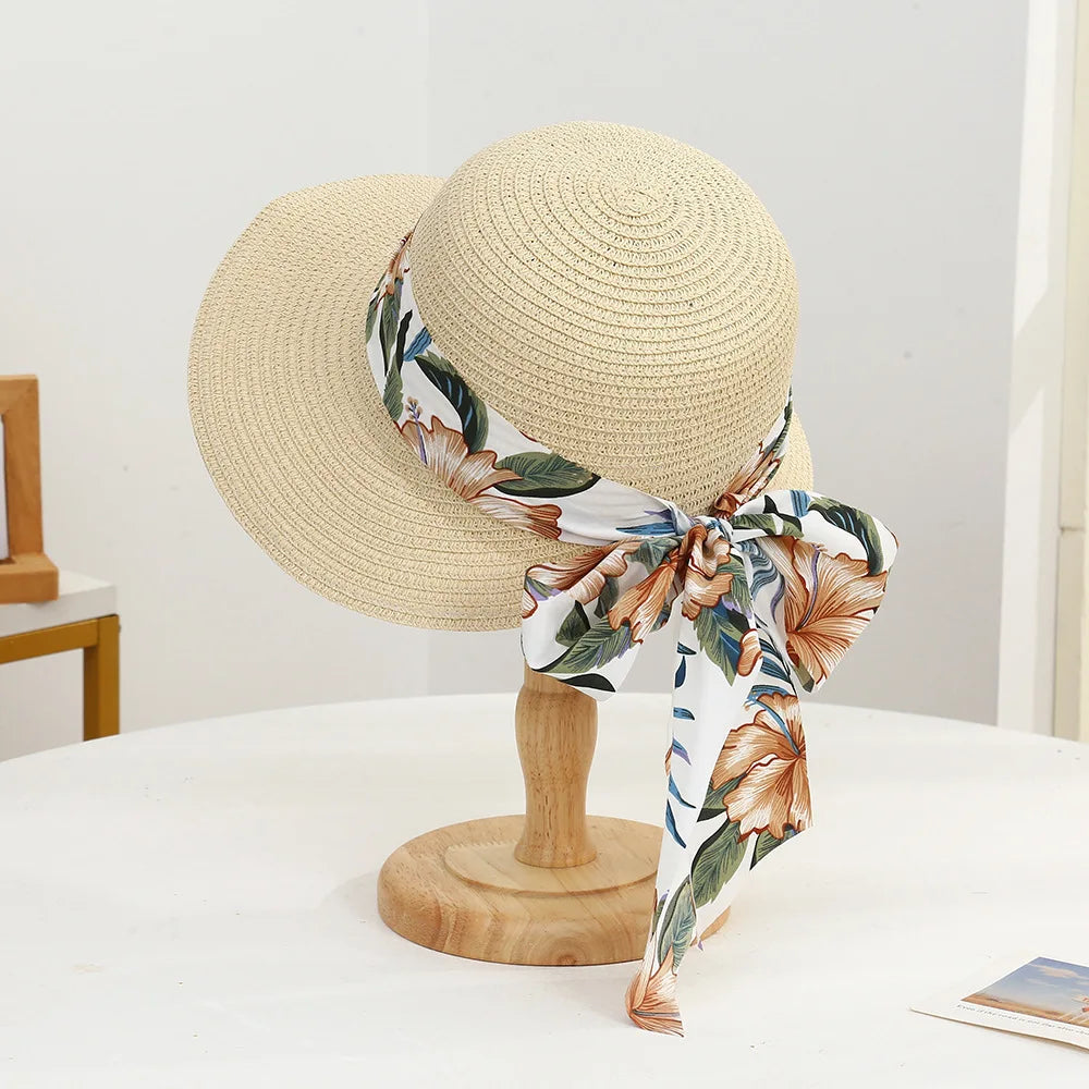 Rosalind | Women's Wide Brim Crochet Hat with Scalloped Edge and Bow Detail