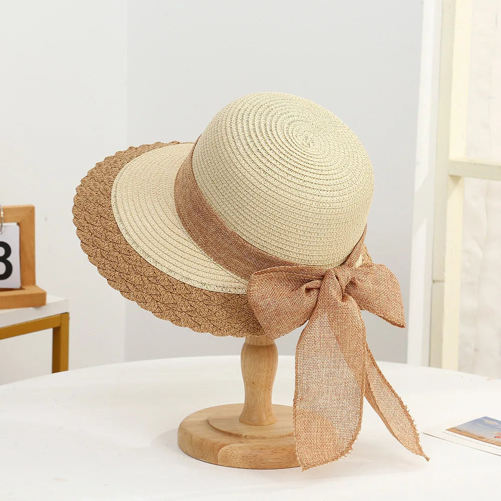 Rosalind | Women's Wide Brim Crochet Hat with Scalloped Edge and Bow Detail