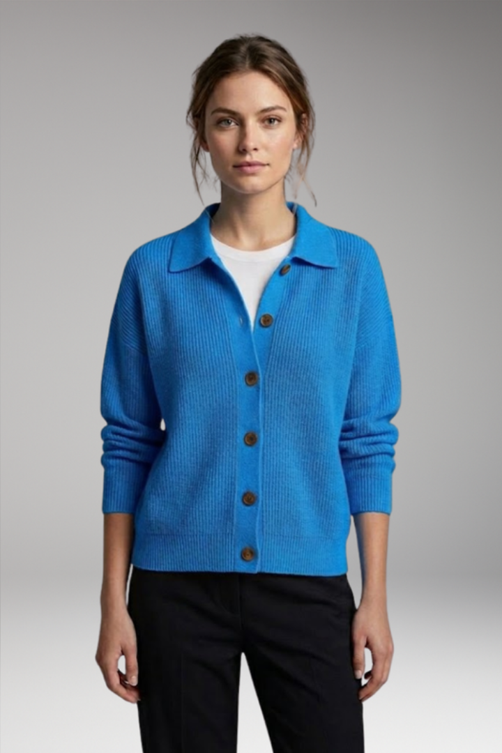 Marguerite | Women's Collared Knit Cardigan – Button Front Long Sleeve Design