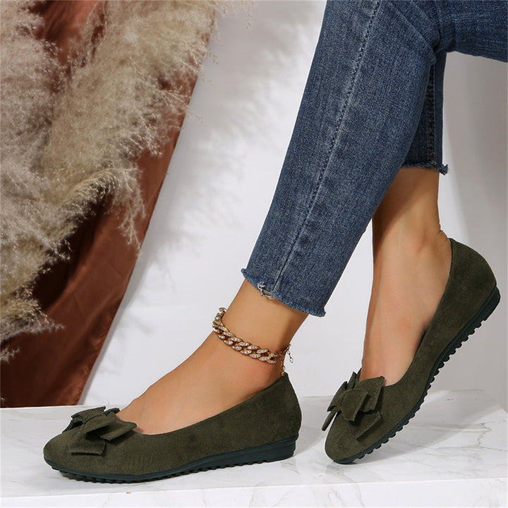Amelie | Suede Bow Detail Ballet Flats