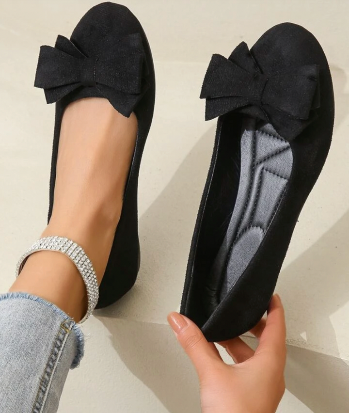 Amelie | Suede Bow Detail Ballet Flats