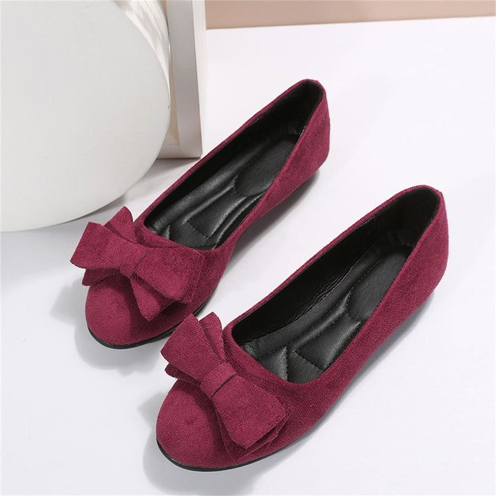 Colette | Suede Bow Detail Round Toe Orthopedic Flats