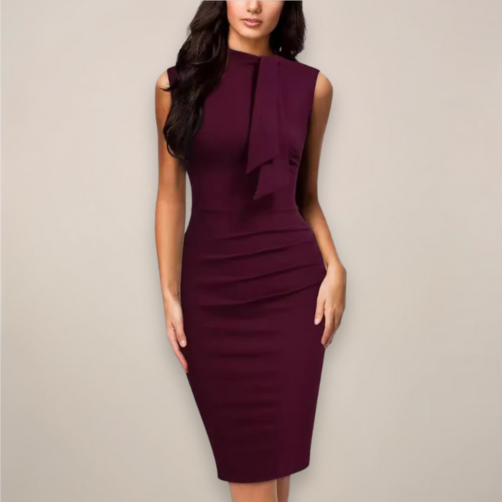 Imogen | Bow Neck Ruched Sleeveless Pencil Cocktail Dress