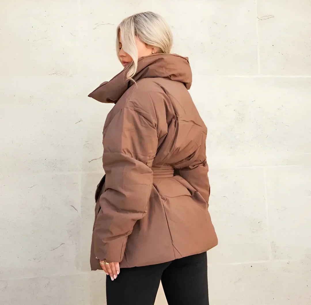 Womens Black Puffer Jacket With Oversized Collar Winter 6