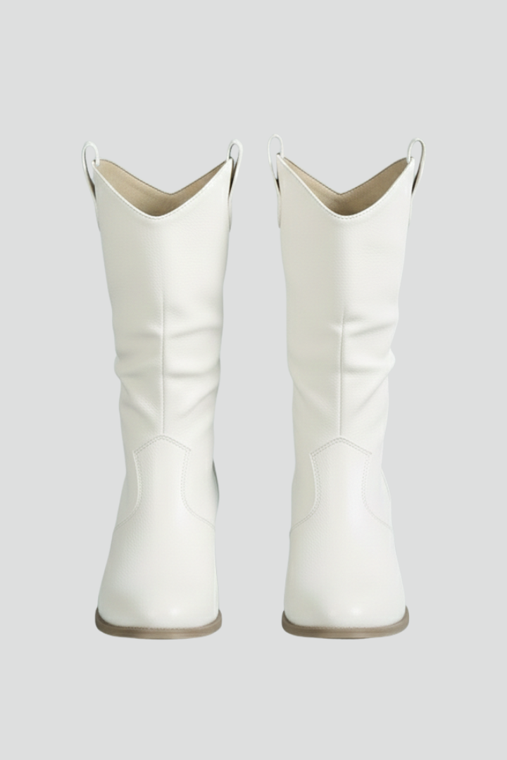 Womens Black Western Mid-Calf Pull-On Boots Leather 1