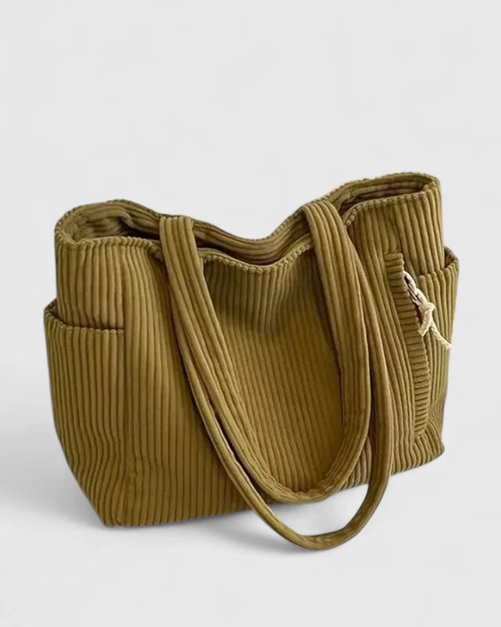 Womens Chic Practical Tote Bag With Outer Pockets Cord 2