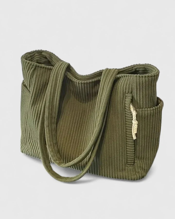 Womens Chic Practical Tote Bag With Outer Pockets Cord 4
