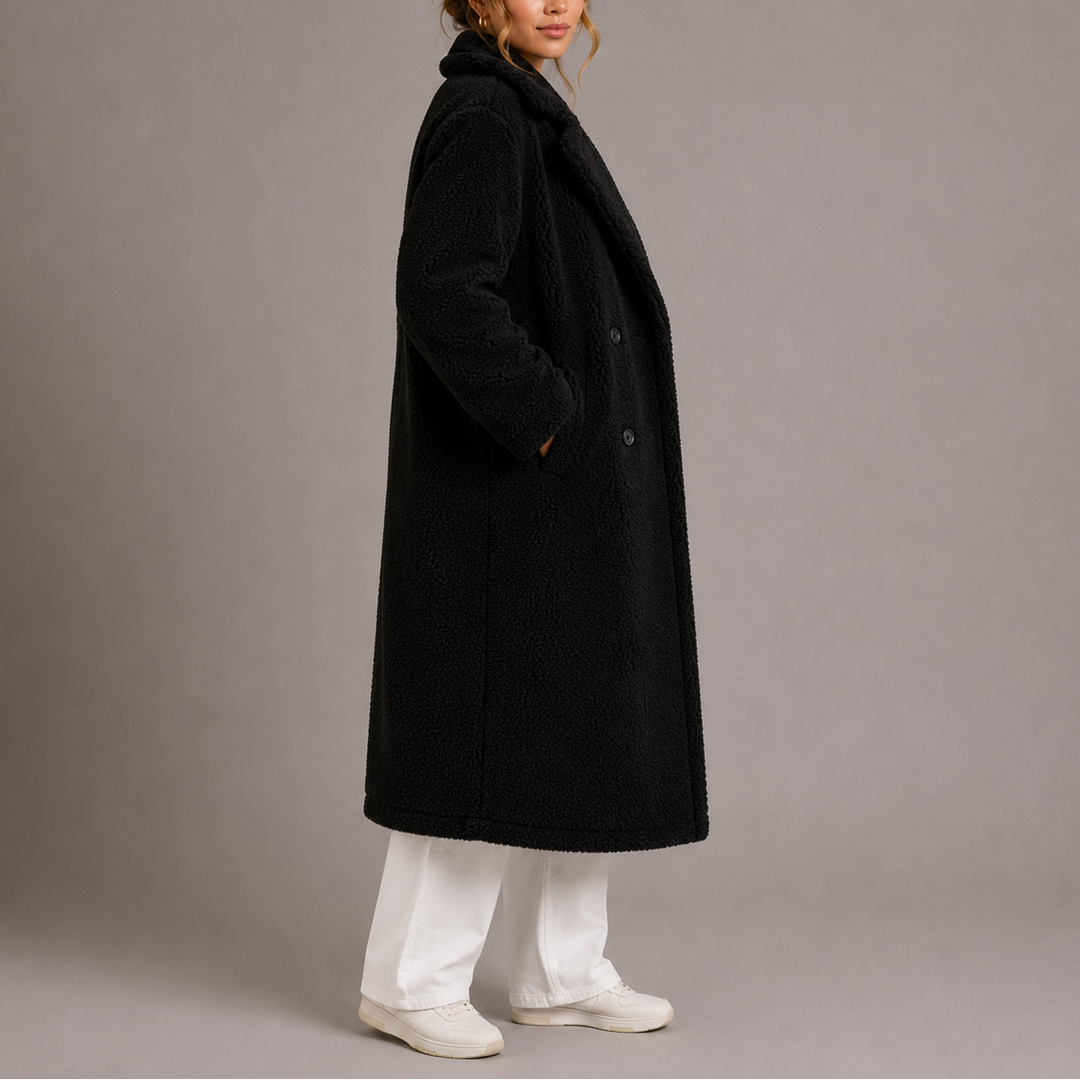 Womens Classic Double-Breasted Long Faux Fur Coat Winter 4