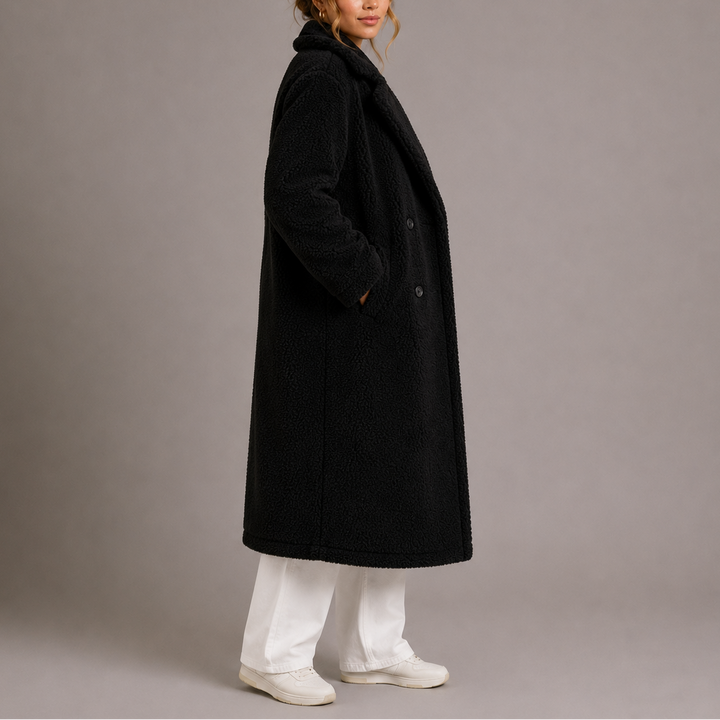 Womens Classic Double-Breasted Long Faux Fur Coat Winter 4