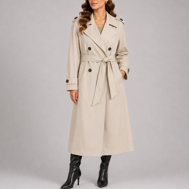 Womens Classic Long Sleeve Trench Coat Lightweight Design 0