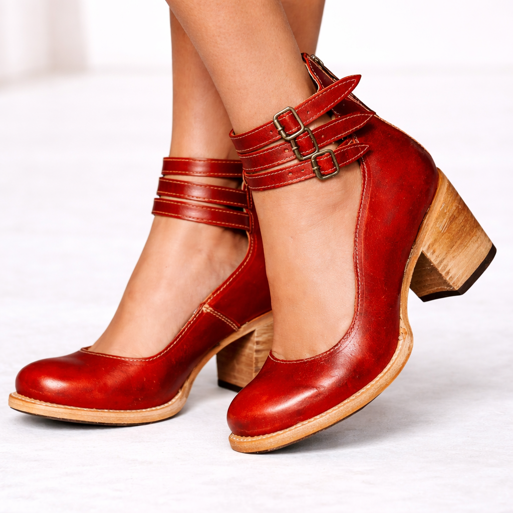 Womens Elegant Heeled Ankle Boots Leather 1